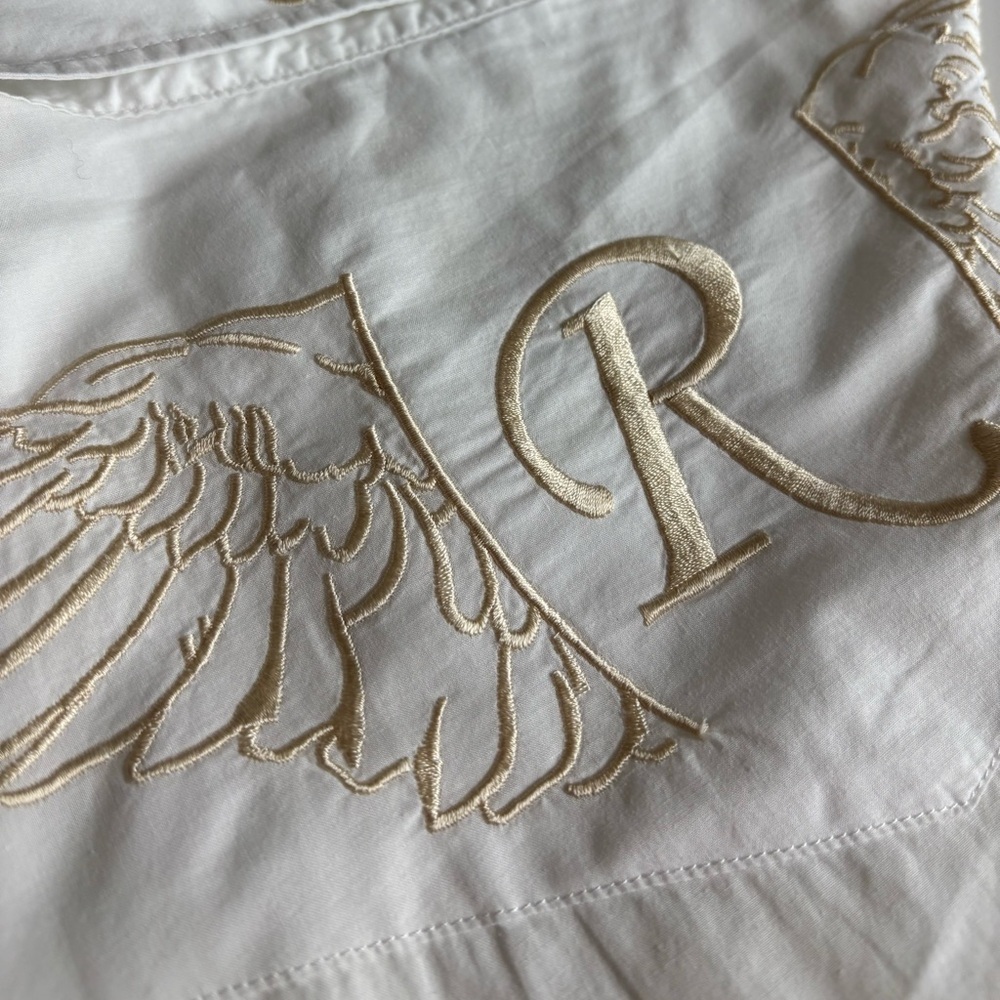 Vintage Y2K Elegant White and Gold Men's Dress Shirt Embroidered Party XXL - Picture 11 of 13